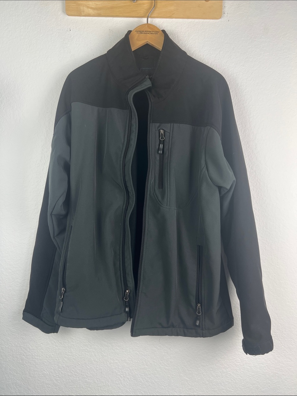 Van Heusen Black & Dark Gray Performance Softshell Jacket - Zip Front